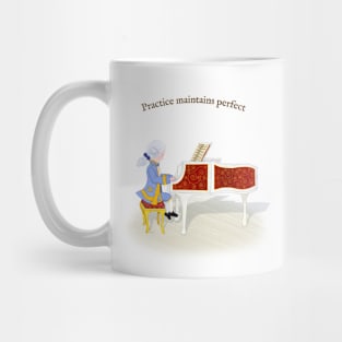 Practice Maintains Perfect Young Mozart Playing Piano Mug